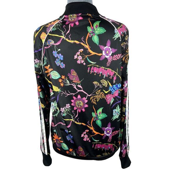 Adidas Poisonous Garden Track Jacket Sz Small Black Multi-Color Floral Frog Rare - Picture 3 of 12